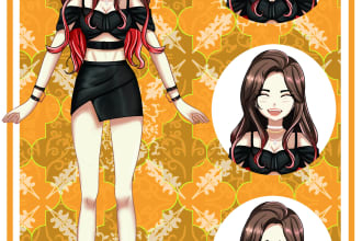 draw anime style for vtuber only model not rigging