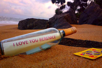 capture a message in a bottle at the beach