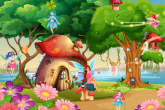 draw children book illustration and page layout design