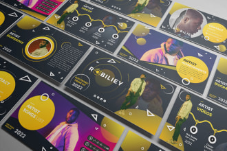 design unique one sheet, speaker, artist, influencer press kit, media kit