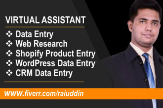 do data entry, web research, admin work for your business as a virtual assistant