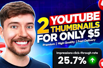 design 2 eye catching youtube thumbnails in 4 hours