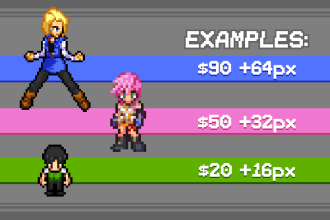 create a pixel art characters with animation frames