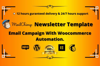 design mailchimp newsletter template, setup email campaign and automation