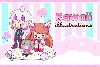create cute kawaii illustration for you