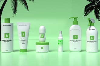 do a realistic 3d bottle mockup and product design for you