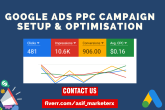setup, google ads ppc campaign and optimise ppc ads