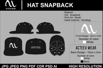 do tshirt hat with tech pack design