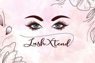 design water color feminine beauty and eye lash logo