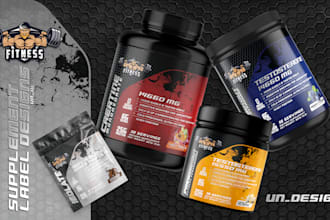 create supplement label design, vitamin bottle label, and product packaging