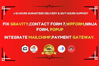 fix gravity form, contact form 7 in wordpress website and integrate mailchimp