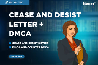 draft a cease and desist letter or dmca takedown notice