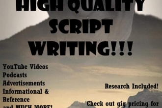write, edit screenplay, script, article and short story