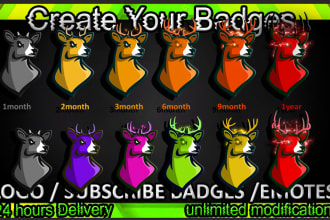 make 6 twitch sub badges or 6 sub twitch emotes