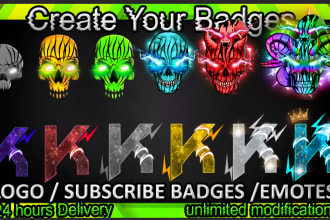 make 6 twitch sub badges with special effects in 24 hours