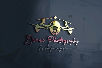 design unique modern drone photography and 3d vintage logo