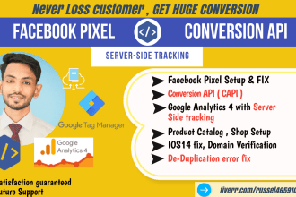 setup facebook pixel conversion API, ga4 server side and google tag manager