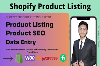 do professional shopify product listing and product upload