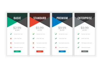 design price chart, price table, price list, and infographic