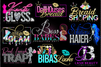 do glitter feminine fashion,beauty salon,eyelashes,hair,nail, and boutique logo