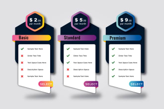 design price list, pricing menu design, and price table, in 1 hr