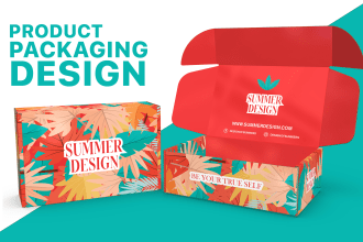 create product packaging design, box design, product label, mailer box mockup