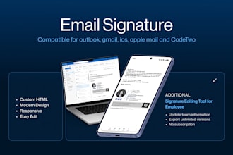 design modern email signature and animated signature in html