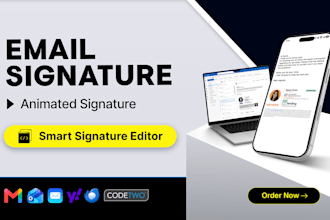 design modern email signature and animated signature in HTML