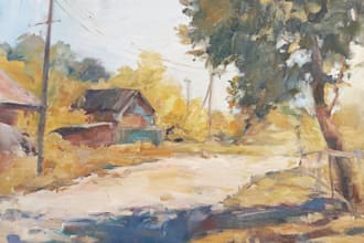 paint landscape in real oil painting