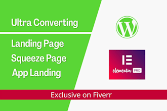 build modern wordpress website, landing page using elementor pro