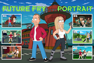custom your family in a futurama portrait cartoon