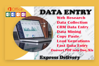 do perfect data entry, copy paste, web research, convert PDF files