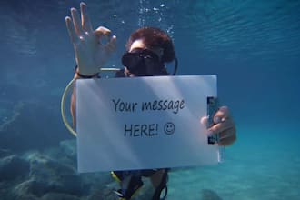 send You 3 HD Underwater Photos Holding Your Custom Message