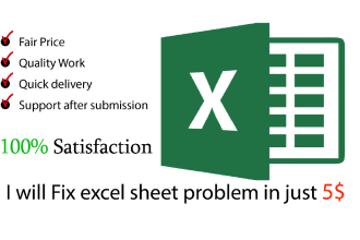 solve ms excel sheet problems and design new sheets