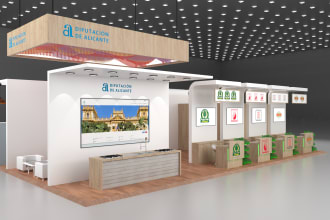 design your 3d virtual exhibition stand, stall, kiosk, booth