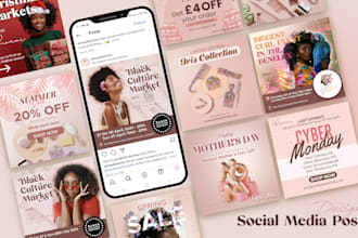 design creative social media posts, stories, ads, feed templates