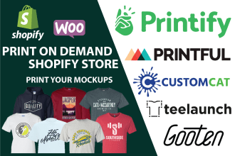 design print on demand shopify store, shopify website, pod printful store