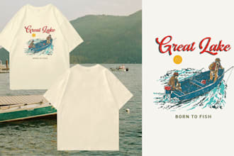 create vintage tshirt illustrations for apparel
