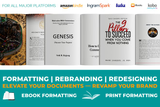 provide professional book formatting and layout design for print and ebook