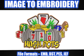 do embroidery digitizing, convert to dst, pes, emb jef 1hr