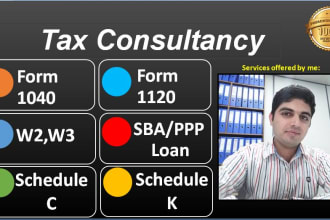 prepare tax return  1120, 5472 and 1040 schedule c forms