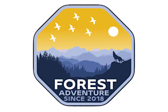 design adventure outdoor round logo patch badge sticker