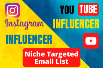 find youtube and instagram influencer research email list for your marketing