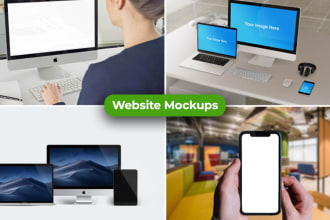 display your website or logo on laptops, computers, and iphone screen mockups