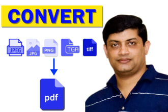 convert jpg, jpeg, png, tiff, tga files to PDF