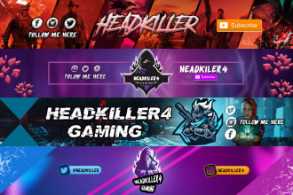 design gaming banner for youtube, twitch, twitter