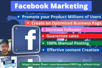 facebook marketing and promotion for your business product