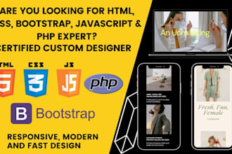 design website in HTML, CSS, javascript, bootstrap and PHP