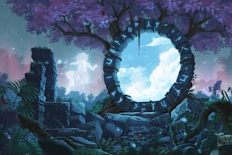 draw a natural landscape and background illustration