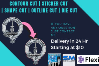 create sticker contour cut, shape cut, outline cut, die cut